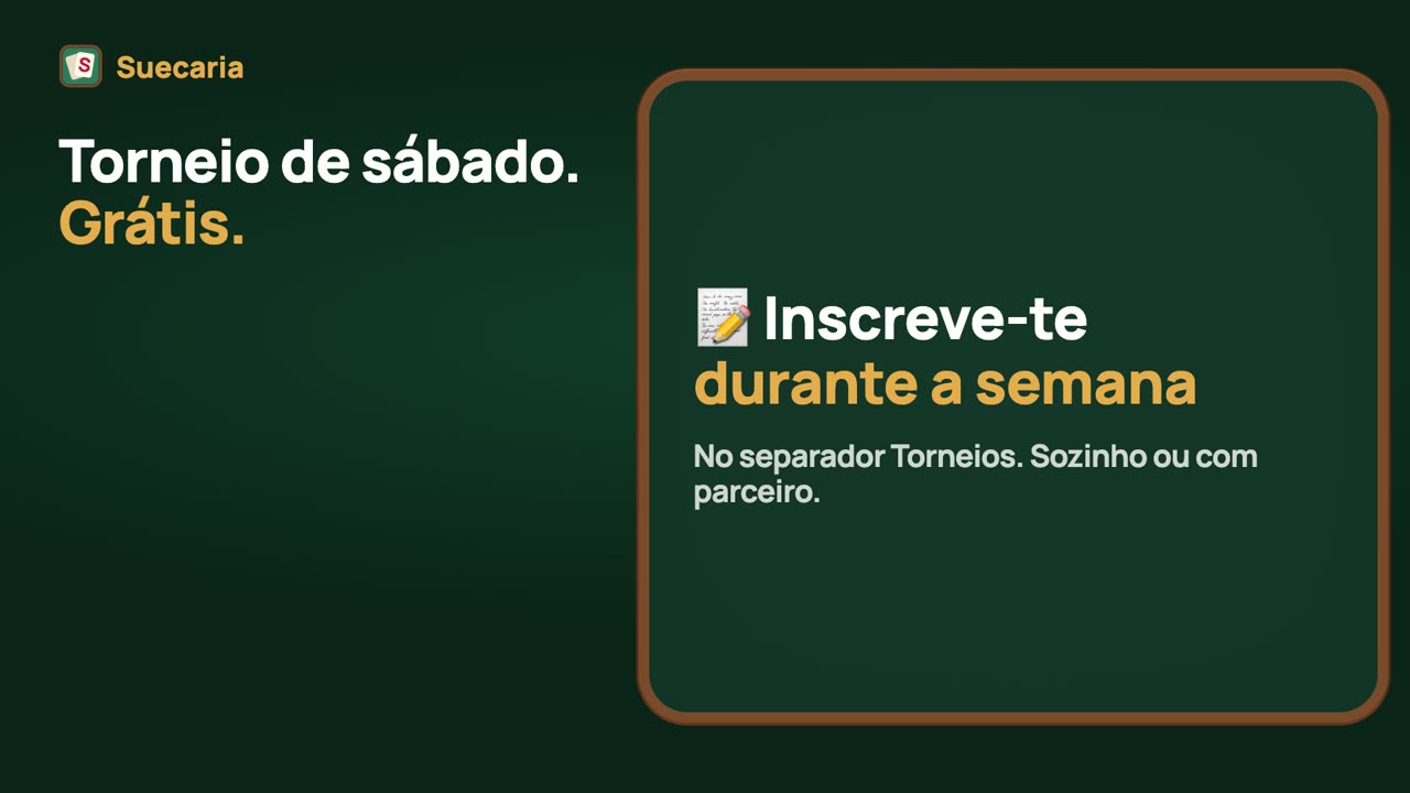 Torneio de Sueca online, todos os sábados às 21h30